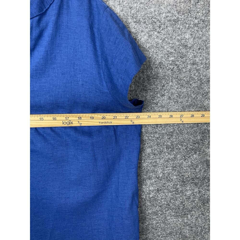 Mercer & Madison Linen/Rayon Shirt Short Sleeve V-Neck Blue Size 1X - Picture 5 of 8